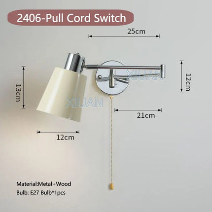 Applique murale LED à bras pivotant avec abat-jour en tissu plissé et métal — LZ4X9JQ