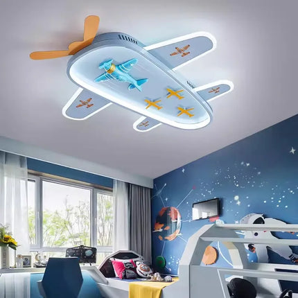 Lustre avion dessin animé pour chambre enfant avec protection des yeux — LZ4X9P