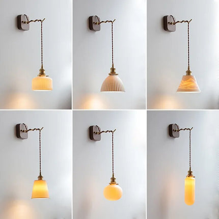 Applique murale LED moderne en noyer et cuivre avec prise — LZ4X9P