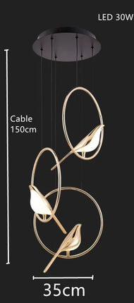 Lustre suspension oiseau doré style nordique pour intérieur — LZ4X9P2
