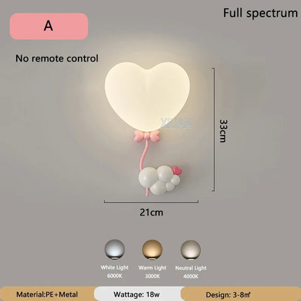 Applique murale LED romantique forme couronne, cœur et nuage pour enfants — LZ4X9T