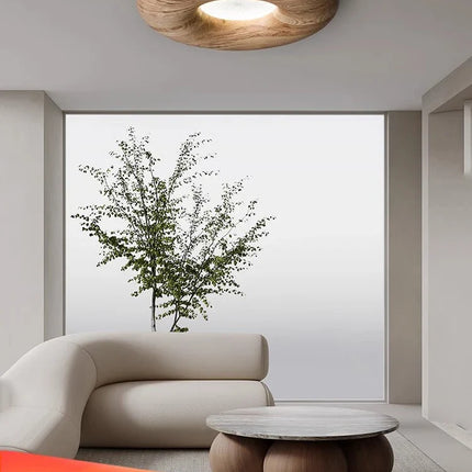 Plafonnier LED grand format en bois foncé style rétro moderne — LZ4X9T2