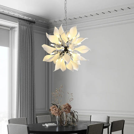 Lustre carré en céramique suspendu avec pétales de fleurs — LZ4X9T