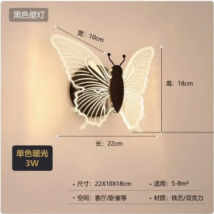 applique murale LED papillon pour chambre d'enfant décoration murale