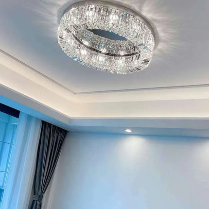 Lustre LED moderne en cristal doré et argenté pour intérieur — LZ4X9M