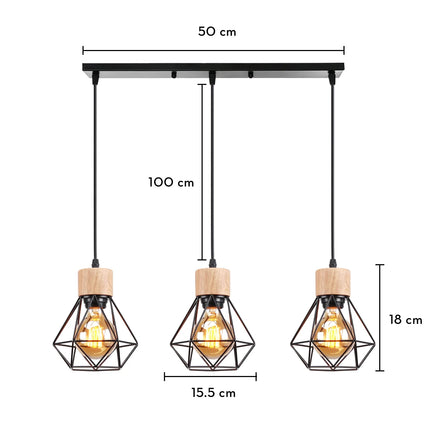 Suspension industrielle vintage en bois avec éclairage LED — LZ4P9XQ2