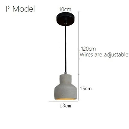 Suspension industrielle avec abat-jour en ciment et béton — LZ4X9T