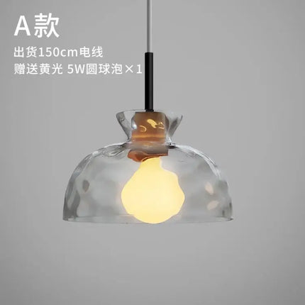 Suspension LED japonaise en bois et verre décoratif — LZ4X9P2