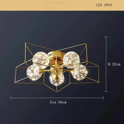 Lustre suspension minimaliste en cuivre avec LED étoile — LZ4X9T