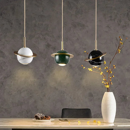 Lustre circulaire en marbre naturel style nordique pour bars et restaurants — LZ4X7Q9J