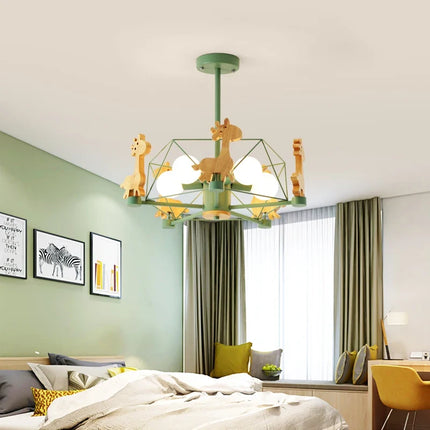 Lustre en bois à motif animal pour chambre d’enfant — LZ4X9P