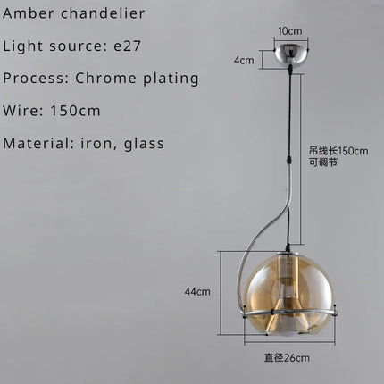 Lustre suspension boule en verre style nordique rétro pour cafés — LZ4X9T2