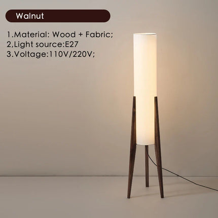 Lampadaire japonais en bois massif style rétro wabi-sabi — LZ4X9T2