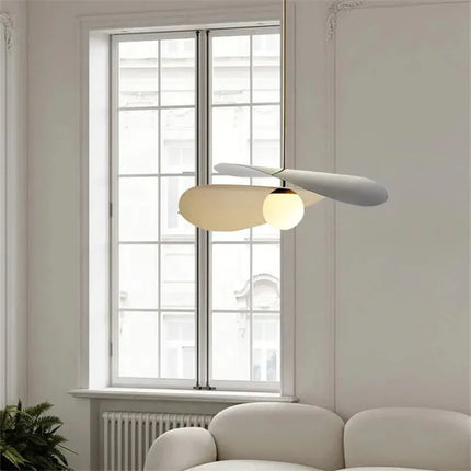 Suspension design en métal avec abat-jour tissu motif lotus style loft — LZ4D9XQ