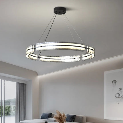 Suspension minimaliste en fer avec verre ondulé pour intérieur moderne — LZ4X9P2