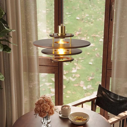 Lustre en bois massif forme soucoupe volante rétro pour bar — LZ4X9T2