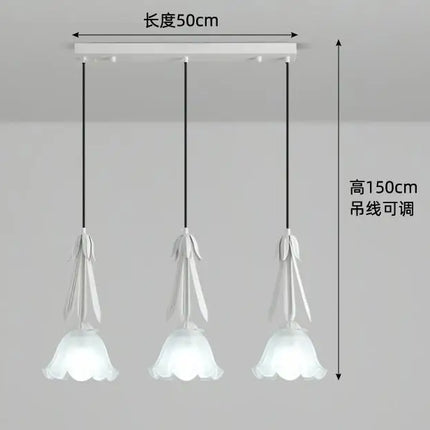 Lustre suspension LED à 3 têtes en verre blanc laiteux — LZ4X9J
