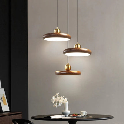 Lustre suspension en fer effet grain de bois avec variateur — LZ4P9XQ