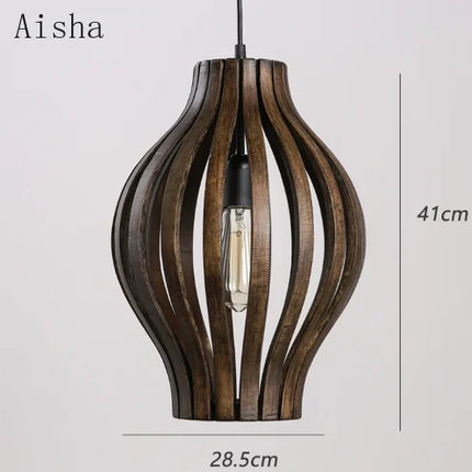 Lustre rétro en bois style sud-est asiatique pour intérieur — LZ4XJ9