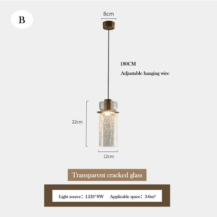Lustre en verre craquelé au design rétro minimaliste pour intérieur moderne — LZ4D7XQ