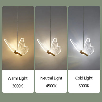 Lustre suspension LED design papillon transparent nordique — LZ4X9M