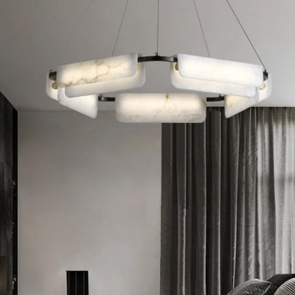 Lustre moderne en marbre naturel et cuivre lumineux — LZ4X9P2