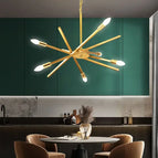 Corps de lampe doré / 4 têtes / Lumière 3 couleurs