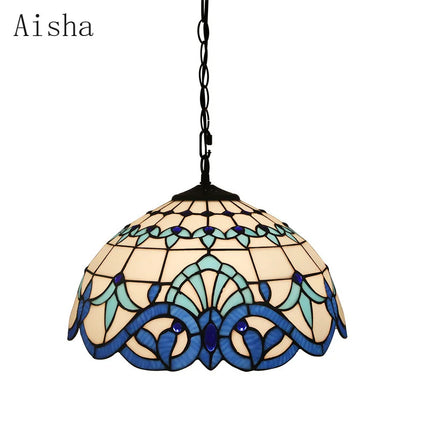 Suspension en verre fait main style nordique motif paon — LZ4X9T2