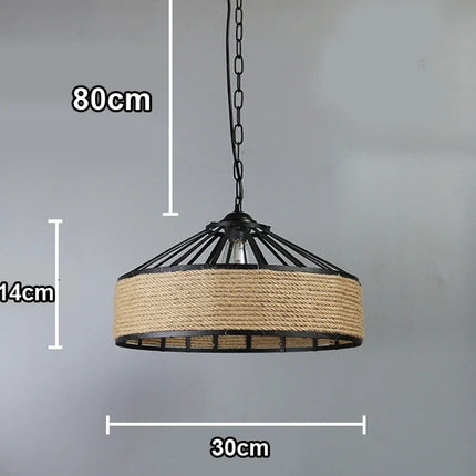 suspension en sisal vintage avec éclairage créatif et tissage élégant