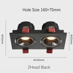 2 têtes Noir / Intensité variable / Blanc chaud | 10W