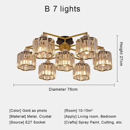 Lustre nordique en cristal avec métal chromé et verre transparent — LZ4X9M