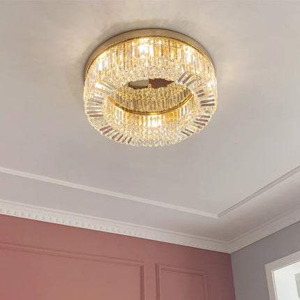 Lustre LED moderne en cristal doré et argenté pour intérieur — LZ4X9M