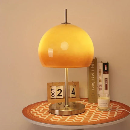Lampe de table LED rétro en verre dégradé orange style Bauhaus — LZ4F9XQ