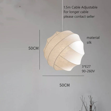 Lustre boule design en tissu style soie fait à la main