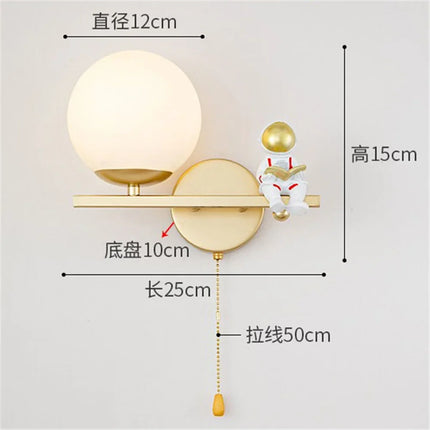 Applique murale LED astronaute en verre doré pour chambre enfant — LZ4Q9X7