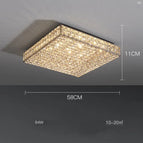 Cristal carré 58cm / Corps de lampe doré / Gradation de trois couleurs