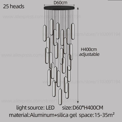 Lustre ovale LED minimaliste pour duplex et penthouse hôtelier — LZ4Q9X2