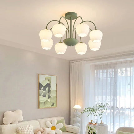 Lustre en verre à pétales pour décoration intérieure kawaii — LZ4X9T