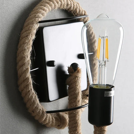 Applique murale rétro en corde de chanvre pour intérieur — LZ4X9M