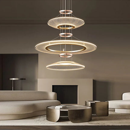 Lustre LED double anneaux design pour salon et cuisine îlot — LZ4X9P