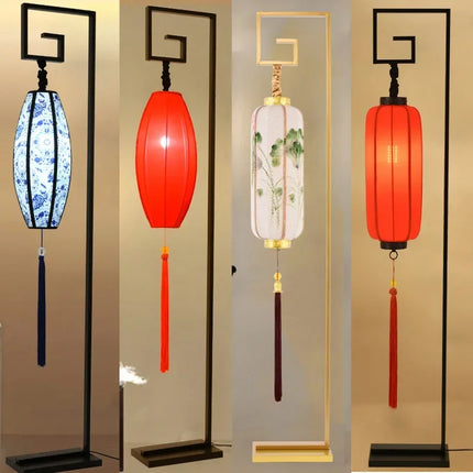 Lampadaire rétro zen chinois pour décoration moderne et élégante — LZ4G7T9
