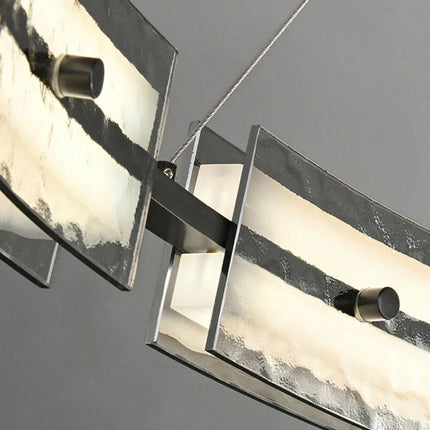 Suspension minimaliste en fer avec verre ondulé pour intérieur moderne — LZ4X9P2