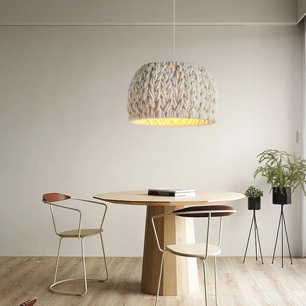 Lustre suspension LED minimaliste en corde tricotée style wabi-sabi — LZ4N7Q2P