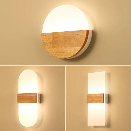 Applique murale LED nordique en bois et acrylique pour intérieur — LZ4XJ9