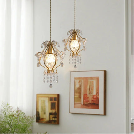 Suspension rétro en cristal doré pour décoration intérieure élégante — LZ4X9M