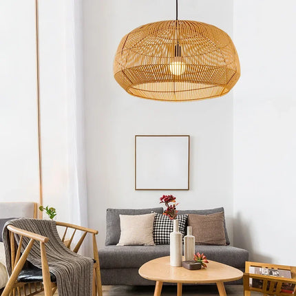 Suspension vintage en rotin style chinois pour intérieur élégant — LZ4M9Q2N