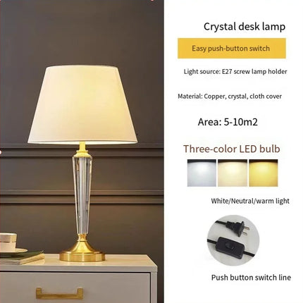 Lampe de chevet en cristal et cuivre style européen de luxe — LZ4X9P2Q