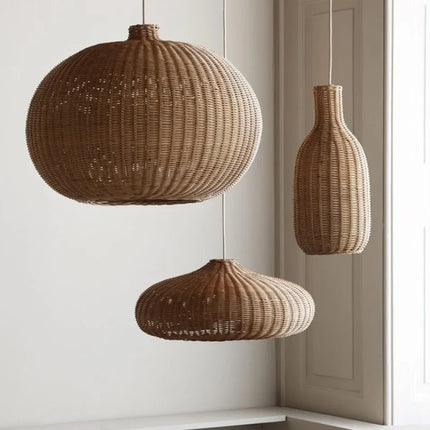Suspension vintage en rotin fait main style chinois pour café et restaurant — LZ4X9M