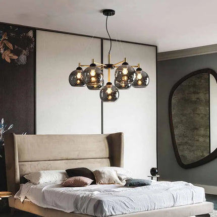 Lustre suspension nordique en cuivre et verre design avec haricots magiques — LZ4X9P