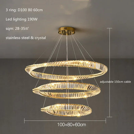 Lustre LED dimmable luxe en cristal K9 anneau irrégulier doré — LZ4X9P